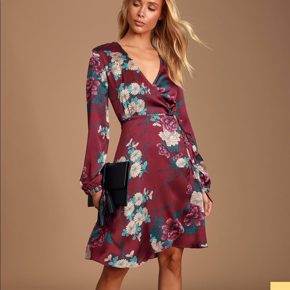 *Perfect Fall* satin wrap dress🦚🍷🍁💎🥀